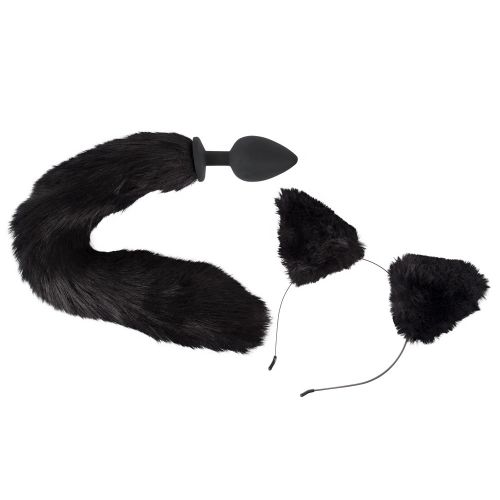 Kit Plug Anal Queue Féline Noire & Serre Tête Chat Bad Kitty | espaceplaisir