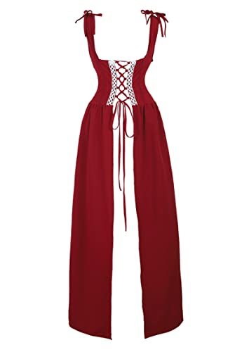 Zhitunemi Renaissance Dress Women Costume Pirate Peasant Dress for Women Medieval Dress Renaissance Costume - X-Small - Red