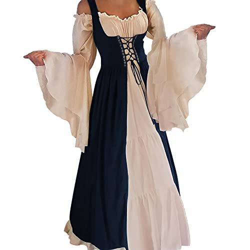 Abaowedding Womens's Medieval Renaissance Costume Cosplay Over Dress - Navy Blue - Small/Medium