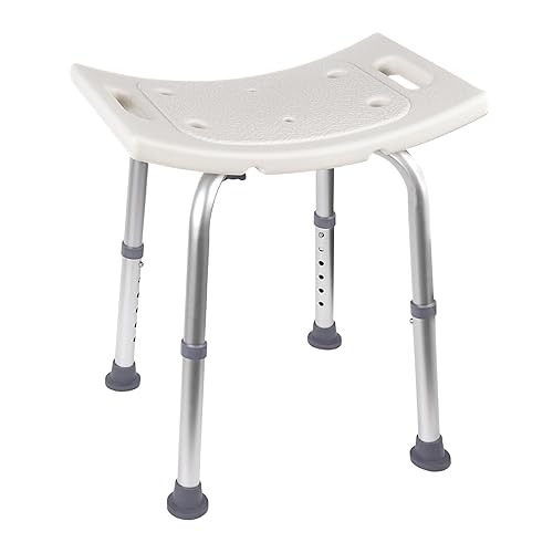 Ez2care Classic Shower Chair for Inside Shower, Adjustable Lightweight Alloy Aluminum Shower Bench, Tool-Free Assembly Shower Stool, Shower Seat for Elderly and Disabled, Certified 300 lbs Load, White - 18 Inch (Pack of 1)