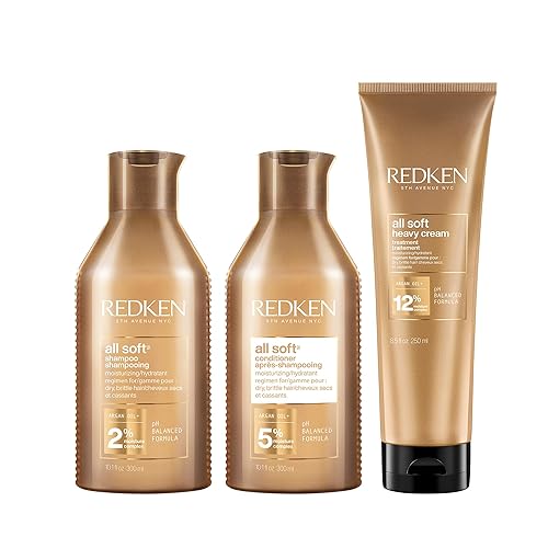 Redken All Soft Shampoo, For Dry/Brittle Hair, Moisturizes & Provides Intense Softness and Shine, With Argan Oil - Trio