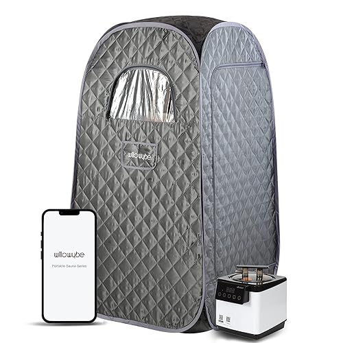 WillowyBe Portable Steam Sauna with Bluetooth Control, Steamer, Body Tent, Foldable Chair | Personal Home Spa - Gray