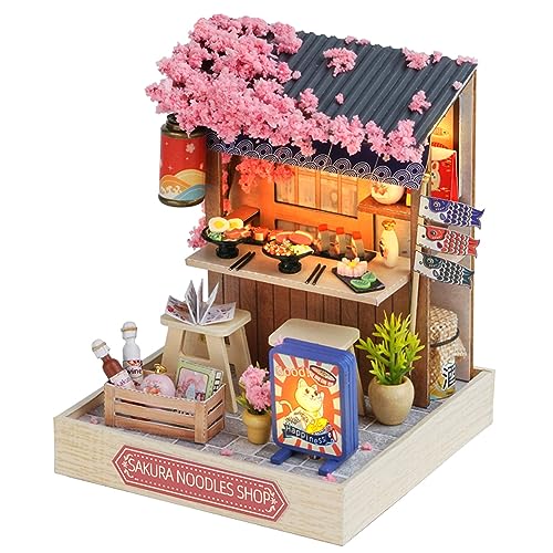 Flever Dollhouse Miniature DIY House Kit Creative Room with Furniture for Romantic Valentine's Gift (Beatific Atelier) - Sakura Noodles Shop