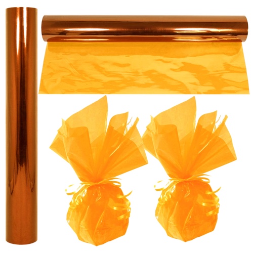 AnapoliZ Cellophane Wrap Roll Gold | 100’ Ft Long X 16” in. Wide | 2.3 Mil Thick Transparent Gold | Gifts, Baskets, Treats Cellophane Wrapping Paper | Colorful Cello Décor, Gold Party Decorations - Gold