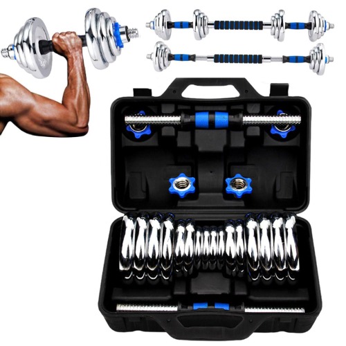 Kit Mancuernas 15 kg 3 en 1 Multi-Uso con Varilla de conexión para Entrenamiento de Ejercicio en el Gimnasio en casa. Con Barra de Discos Ajustables a 15 Kg