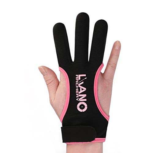 LWANO Archery Gloves Leather Practice Hunting Three Finger Protector for Youth Adult Beginner - pink - Small