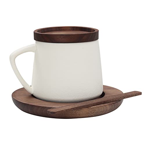 Coffee Cups Ceramic Cups Handmade Heat-Resistant Dishwasher-Proof. The Capacity is 400ml The Size is 9.9 * 12.8 * 9cm Coffee Cup (Color : White, Size : 350ml) - 350ml - White