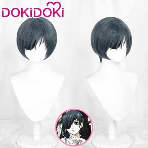 【Ready For Ship】DokiDoki Anime Black Butler Cosplay Ciel Wig Short Green Hair | Ciel