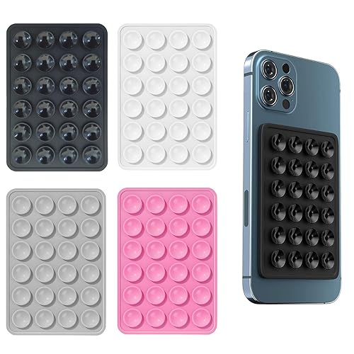 iLamvie 4 PCS Phone Suction Pad,sticky phone case for wall,Suction Phone Holder,sticky phone holder,phone case suction pad(Black, white, gray, pink) - Multicolor