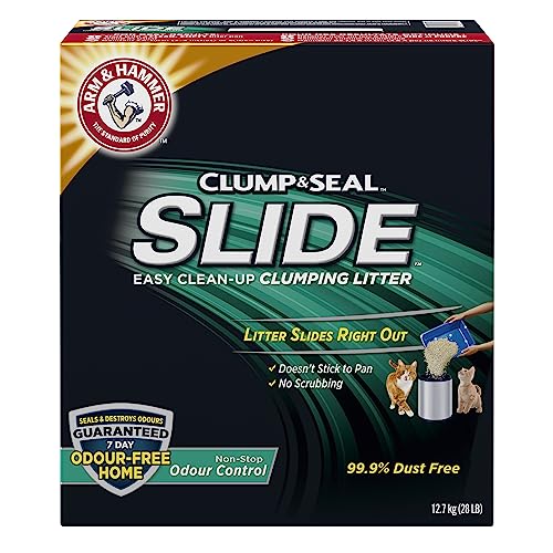 ARM & HAMMER Cat Litter | Clump & Seal Slide, Non-Stop Odour Control | Dust Free, Clumping Clay Litter | 12.7kg (Pack of 1) - Slide Non-Stop Odour Control