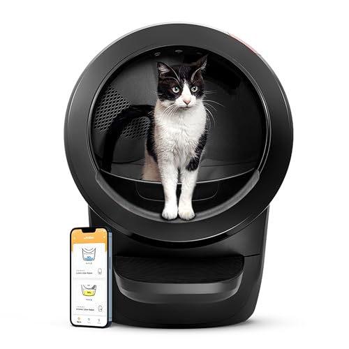 Litter-Robot 4 with Step & Fence by Whisker, Black - Automatic, Self-Cleaning Cat Litter Box, WiFi Enabled, Helps Reduce Litter Box Odors, Never Scoop Again, Includes 1 Year of WhiskerCare - Black