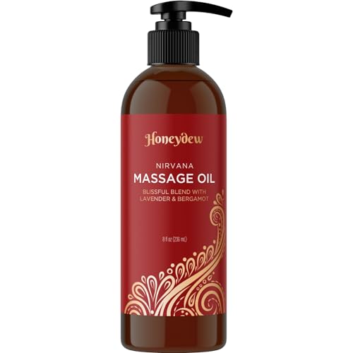 Relaxing Massage Oil for Massage Therapy - Premium Moisturizing Non Greasy Aromatherapy Full Body Massage Oil with Bergamot and Lavender Essential Oil - Therapeutic Grade Non GMO and Vegan 8oz - Nirvana - 8.00 Fl Oz (Pack of 1)