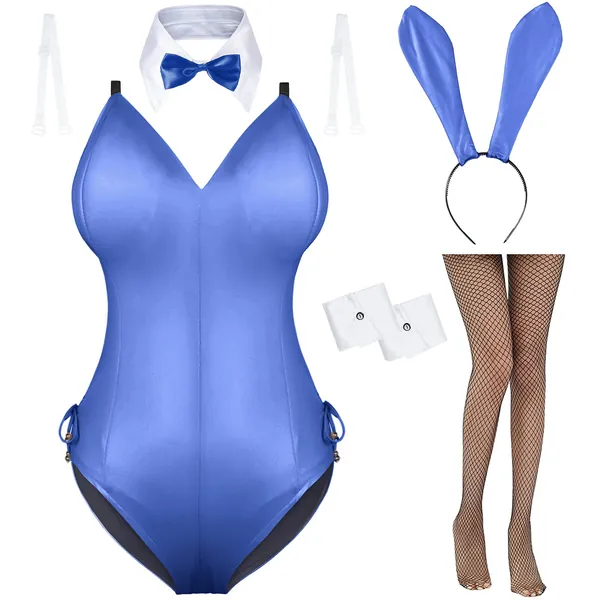 AiMiNa Womens Bunny Girl Senpai Cosplay Anime Role Costume One Piece Bodysuit stockings set