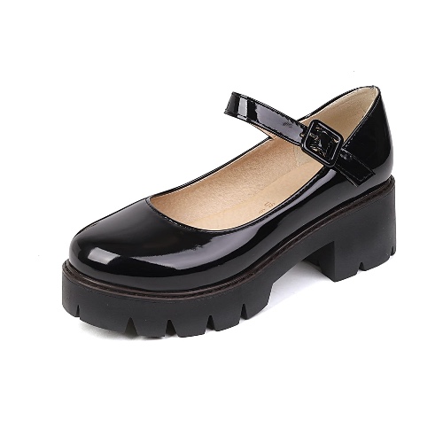 JOYSTRY Mary Jane Shoes for Women Girls, Black Platform Mary Janes Chunky Heel Kawaii Lolita School Shoes