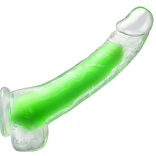 Realistic Dildo Women Sex Toy, Adult Sex Toys Huge Big Dildos with Strong Suction Cup,Body-Safe Material Dildo Anal Sex Toys for Women and Men 8.3", Large Clear Luminous Dildo Female Sex Toys