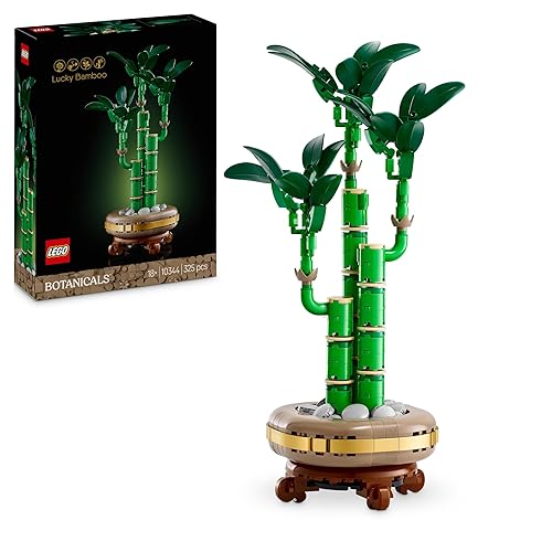LEGO Botanicals Le Bambou de la Chance - Plante Artificielle pour décoration intérieure - Set de Construction pour Adulte avec Pot et Socle Effet Bois - Idée Cadeau pour Femme et Homme 10344
