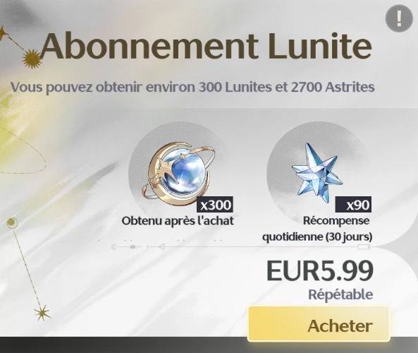 Abonnement Lunite Wuthering Waves