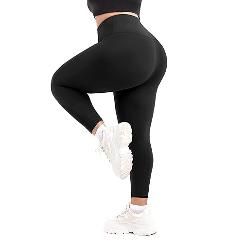 SINOPHANT Leggings Femmes Taille Haute Grandes Tailles, Leggings Sport Femmes pour Gym Outdoor - 3XL Grande taille - 1 Paquet Noir