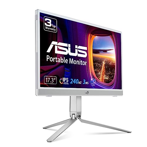 ASUS ROG Strix 15.6” 1080P Portable Gaming Monitor (XG16AHP-W) - White, FHD, 144Hz, IPS, G-SYNC, Built-in Battery, Kickstand, USB Type-C, Micro HDMI, ROG Tripod Stand, Console, 3-Year Warranty - 15.6" FHD 144Hz White w/ Tripod, Sleeve - Monitor
