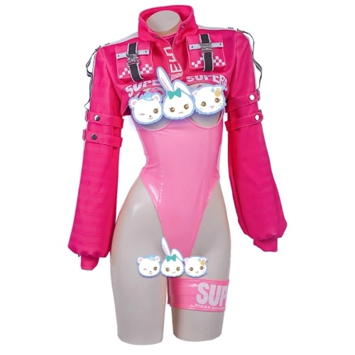Anime Game Nikke: De Godin Van Victory Alice Cosplay Roze Pu Bikini Badmode Vrouwen Halloween Carnaval Kostuums Sexy Jumpsuit
