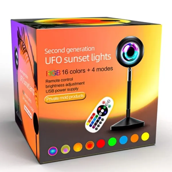 Sunset Lamp Projection - 16 Colour | Sunset Projector with 24Keys Remote Multicolour -- USB Port--Colour Changing  Fade Mode