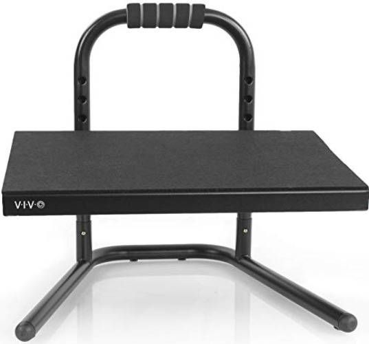 VIVO Black Ergonomic Height Adjustable Standing Foot Rest Relief Platform for Standing Desks STAND-FT01 - Black