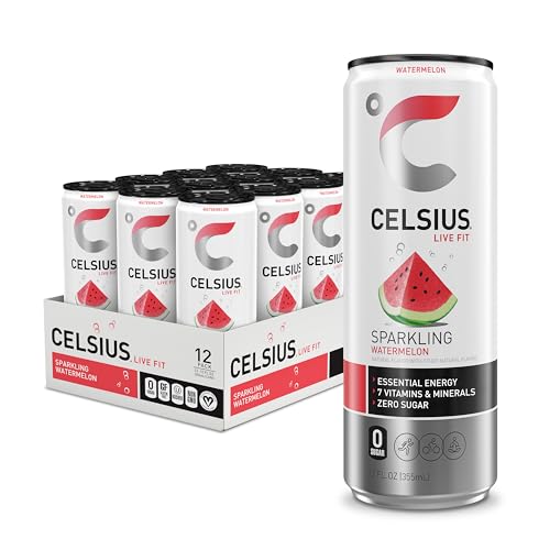 CELSIUS Sparkling Watermelon, Functional Essential Energy Drink 12 Fl Oz (Pack of 12) - Sparkling Watermelon - 12 Fl Oz (Pack of 12)