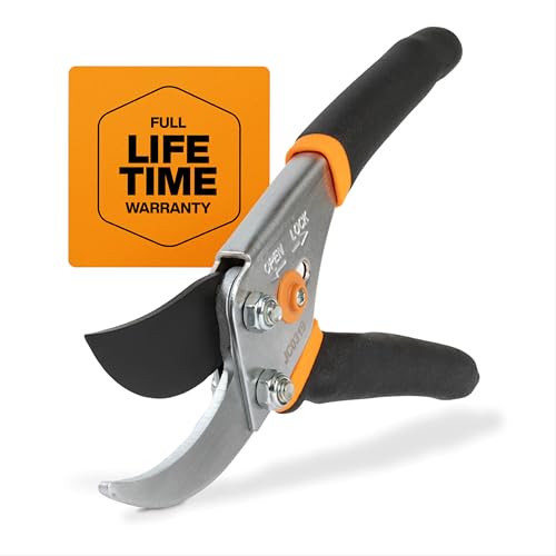 Fiskars Bypass Pruning Shears 5/8” Garden Clippers - Plant Cutting Scissors with Sharp Precision-Ground Steel Blade - Bypass Pruner