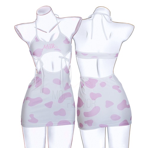 Drippin In Milk Dress - White and Pink / S/M