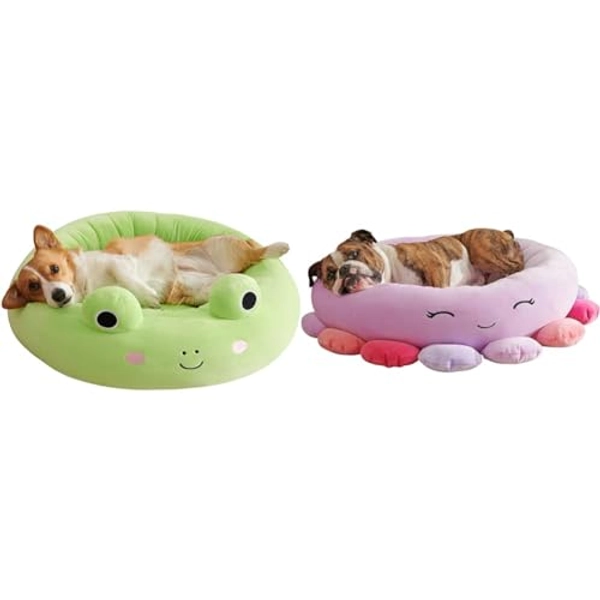 Squishmallows 24-Inch Wendy Frog Pet Bed - Medium Ultrasoft Official Plush Pet Bed & 30-Inch Beula Octopus Pet Bed - Large Ultrasoft Official Plush Pet Bed