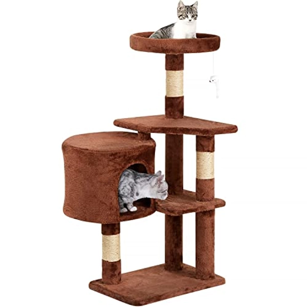 BestPet Cat Tree 36 inch Tall Scratching Toy Activity Centre Cat Tower Cat Condo Multi-Level Furniture Scratching Posts for Indoor Cats,Brown