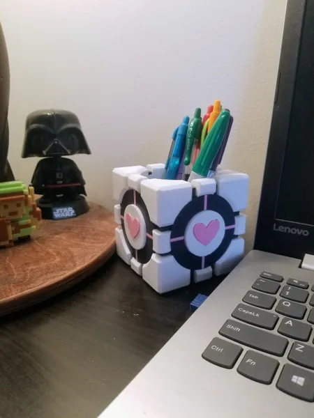 Companion Cube Pen Holder, Portal inspired, Utensil Holder, Desk Organizer, Christmas Gift for Gamers
