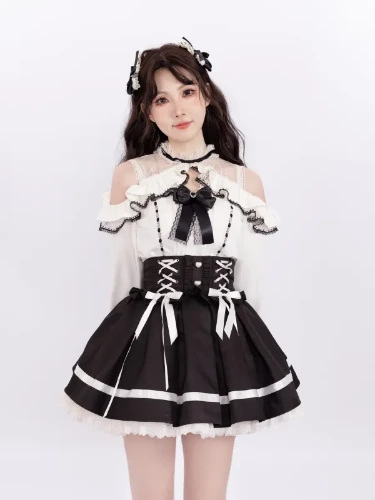 [$29.00]Jirai Kei Open Shoulders Long Sleeves White Blouse Best Seller