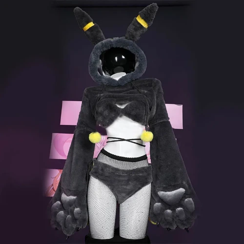 Cosplay Cartoon Bunny Bee Hooded Plush Lingerie Set