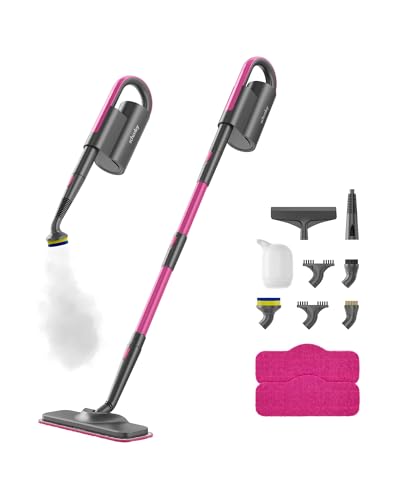 Schenley 7-in-1 Steam Mop Dual-Rod Design with Detachable Handheld Steamer for Walls, Grouts, Hard Floors, Tiles, includes Multi-purpose Accessories and Washable Microfiber Pads