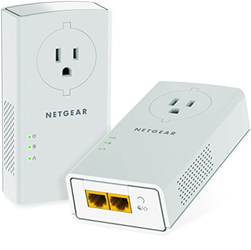 NETGEAR Powerline adapter Kit, 2000 Mbps Wall-plug, 2 Gigabit Ethernet Ports with Passthrough + Extra Outlet (PLP2000-100PAS) - 2 Gbps Kit with Extra Outlet