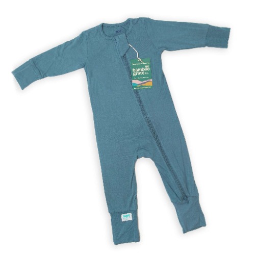 Long-Sleeve Bamboo Rompers | Mallard Blue / 0-3 months