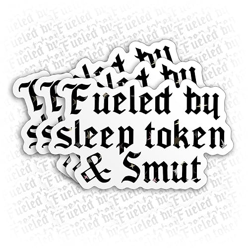 Fueled by Sleep Token and Smut Sticker Bookish Reading Dark Romance Book Lover Kindle Waterproof Vinyl Sticker for Laptop Water Bottle Hard Hat Cup Cars Decals Gift for Her Him Adults 5 Inches - 5x5