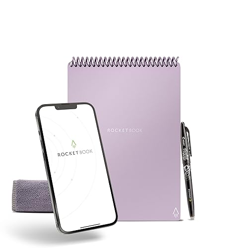 Rocketbook Smart Reusable Notebook, Flip Executive Size Spiral Notebook, Lightspeed Lilac, (6" x 8.8") - Executive - Lightspeed Lilac
