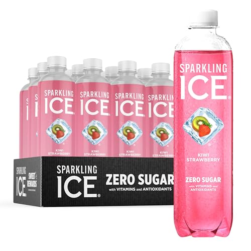 Sparkling Ice, Kiwi Strawberry Sparkling Water, Zero Sugar Flavored Water, with Antioxidants and Vitamins, Zero Sugar, 17 fl oz Bottles (Pack of 12) - Kiwi Strawberry