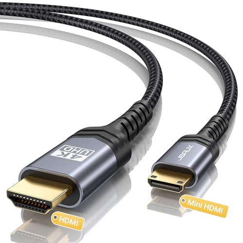JSAUX Mini HDMI to HDMI Cable 6FT, [Aluminum Shell, Braided] High Speed 4K 60Hz HDMI 2.0 Cord, Compatible with Camera, Camcorder, Tablet and Graphics/Video Card, Laptop, Raspberry Pi Zero W -Grey - Grey - 6FT