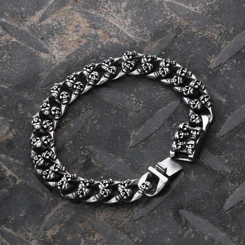 Punk Skull Stainless Steel Bracelet - 20.5CM
