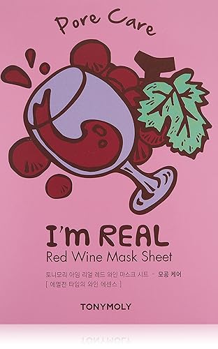 Tonymoly I'm Real Red Wine Sheet Mask, 10 Count - Red Wine Sheet Mask, 10 Count - 10 Count (Pack of 1)