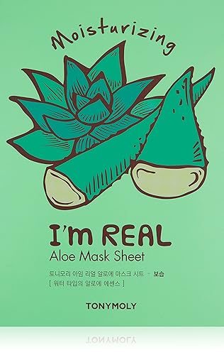 TONYMOLY Aloe Mask - 10 Count, Hydrates Dry Skin - Aloe Sheet Mask, 10 Count - 1 Count (Pack of 10)