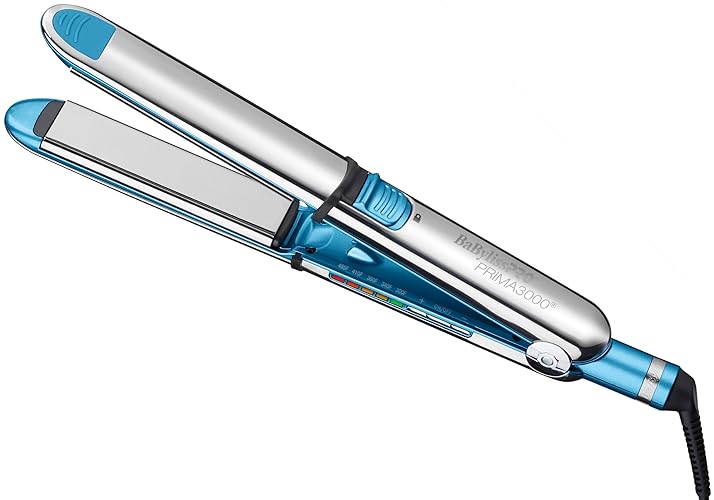 BaBylissPRO Nano Titanium Prima Ionic Hair Straightener, Curl and Straighten Hair With One Professional Tool - 1 1/4 Inch - Blue