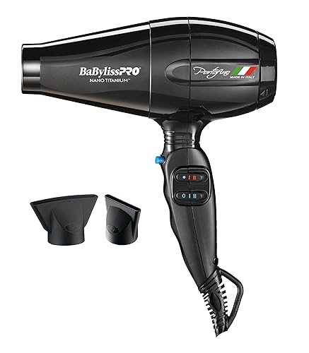 BaBylissPRO Nano Titanium Italian Portofino Hair Dryer - Professional 2000 Watt Blow Dryer - Black