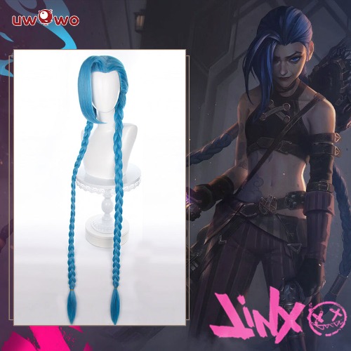 Uwowo Game  League of Legends LOL Arcane Jinx Cosplay Wig Jinx wig Long Blue Hair