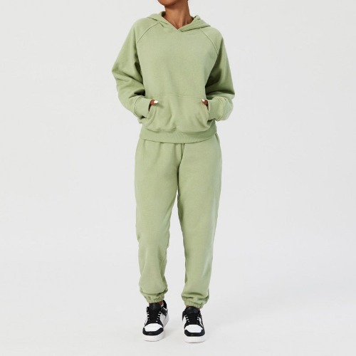 Cotton Hoodie Jogger Set - Pistachio / M