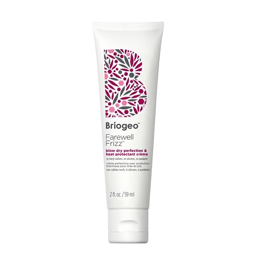 Briogeo Farewell Frizz Blow Dry Perfection & Heat Protectant Crème, Anti Frizz Hair Product with Argan Oil for Styling, Silicone-free, Heat Protectant, Smooths Hair, Vegan, Cruelty-Free - 2 Ounce