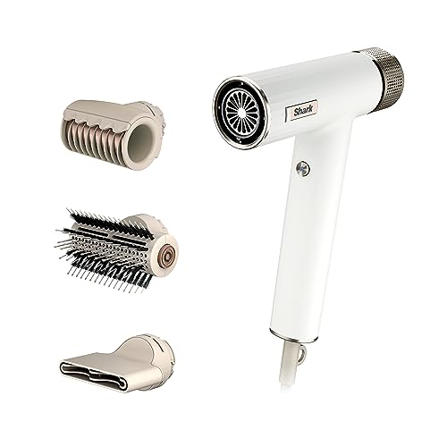 Shark Hair Dryer SpeedStyle RapidGloss Finisher and High-Velocity Dryer, Ionic Hair Blow Dryer with IQ Speed Styling and Drying Suite, No Heat Damage, Best for Straight and Wavy Hair, Silk, HD331 - Straight & Wavy Hair